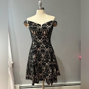 Black and tan lace dress